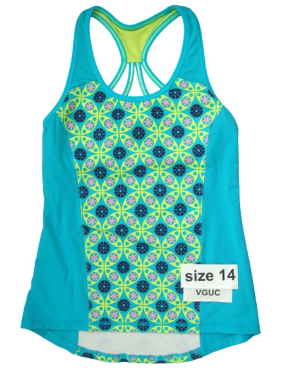 Ivivva Girl by Lululemon 🍋Rock the Team Time Tank blue yellow size 14